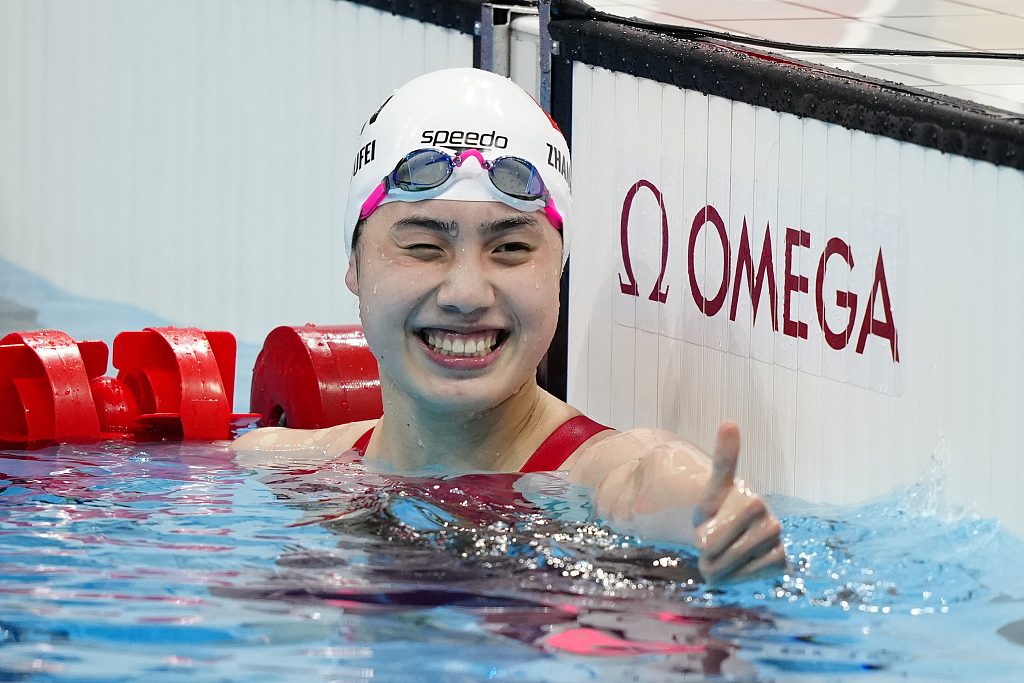 中国选手张雨霏参加东京奥运会蝶泳比赛