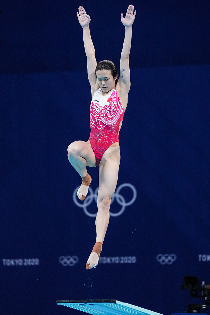 中国跳水选手施廷懋参加女子3米跳板跳水半决赛