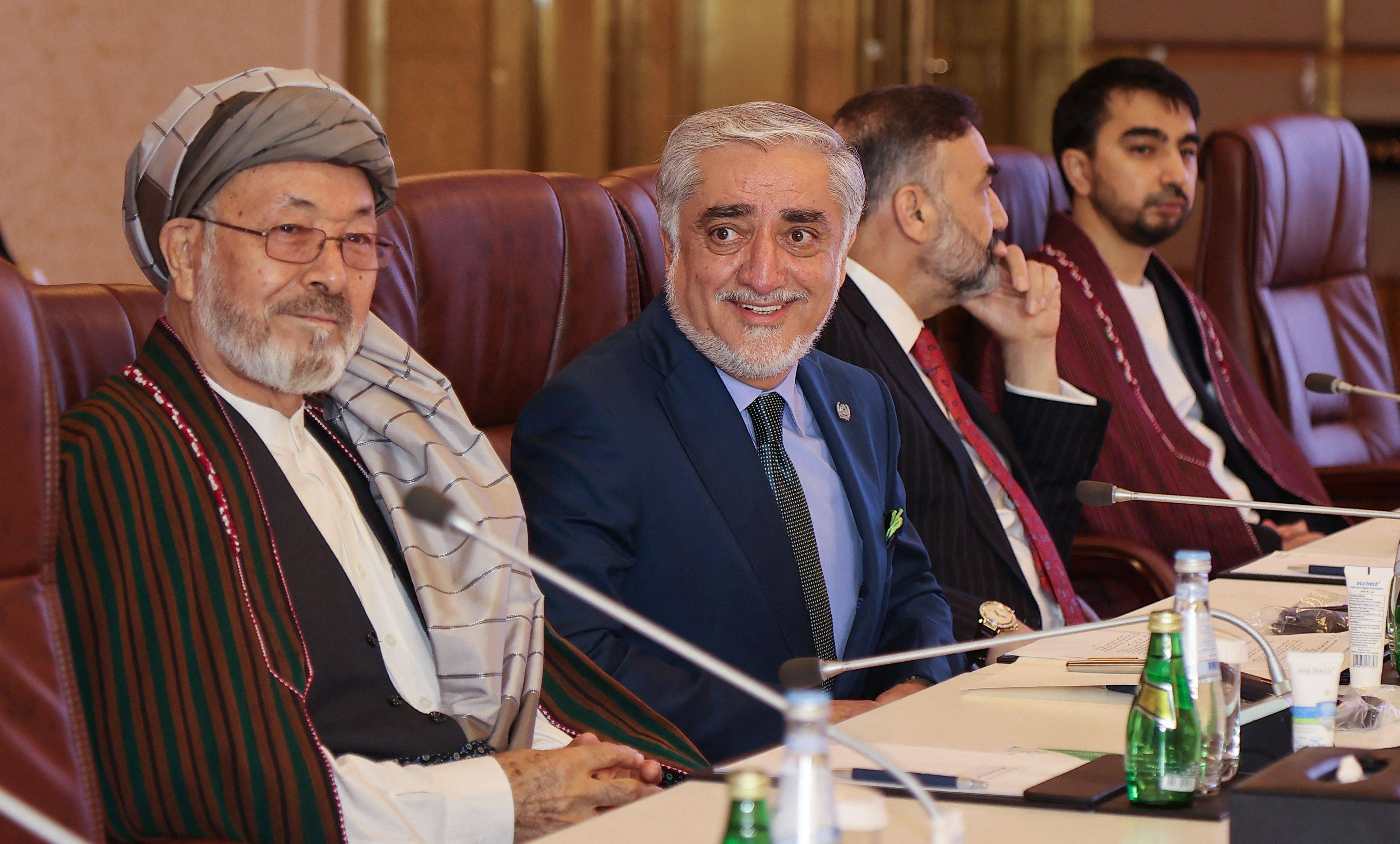 资料图：7月17日，阿富汗民族和解高级委员会主席在卡塔尔多哈出席和平对话。（新华社）