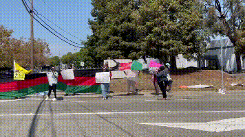 哈里斯现身拉票集会 民众举阿富汗旗帜抗议：别创造难民