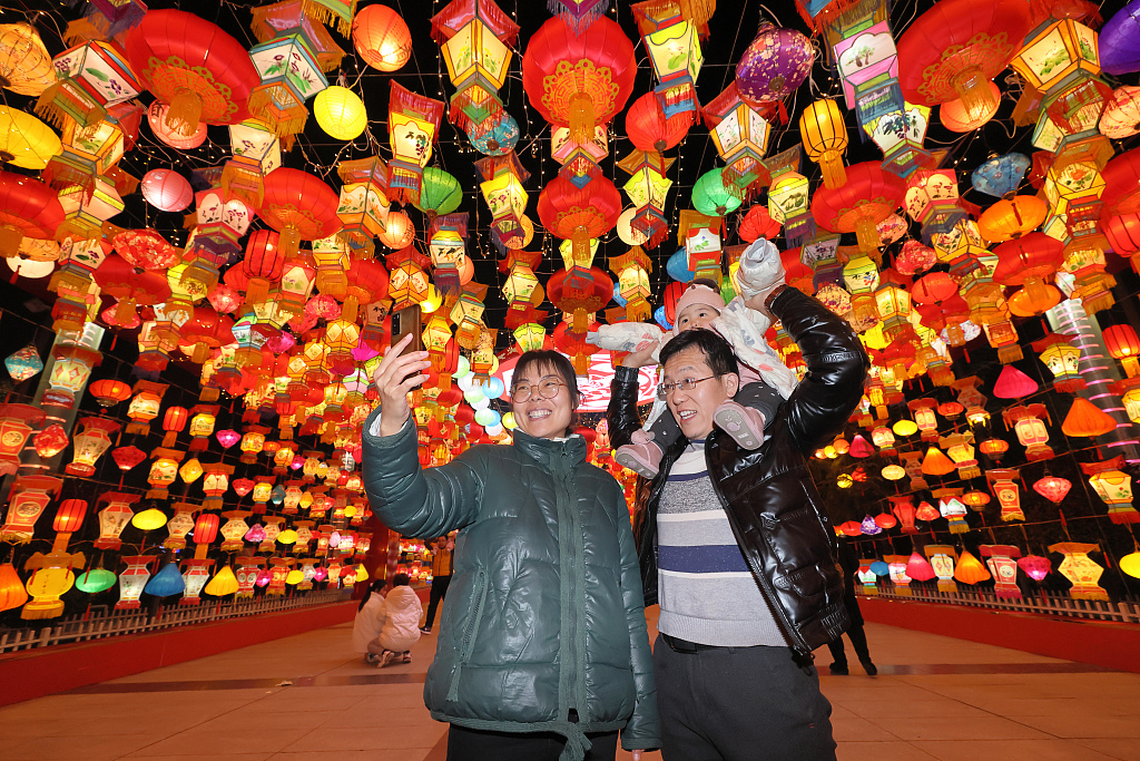 山西运城:市民赏花灯 迎新春