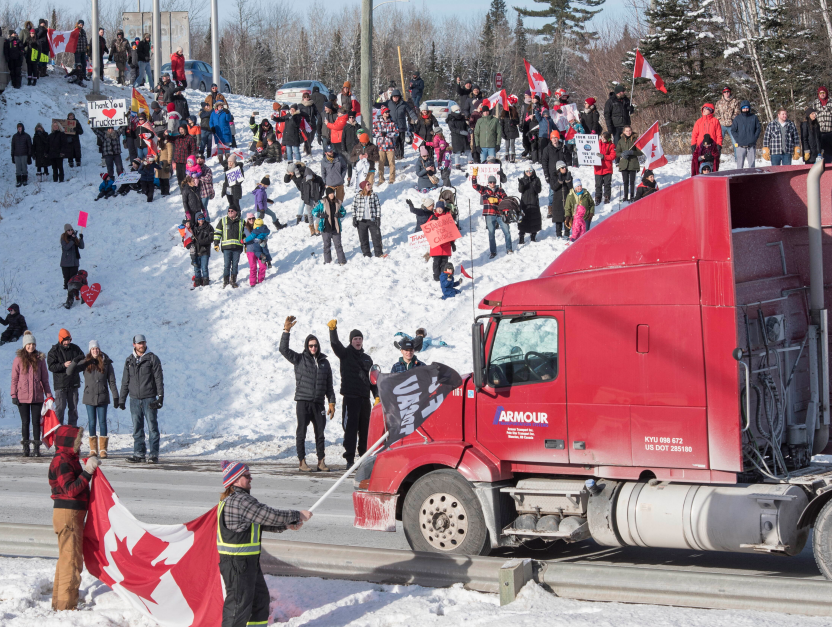 加拿大边境卡车司机前往首都抗议（资料图）