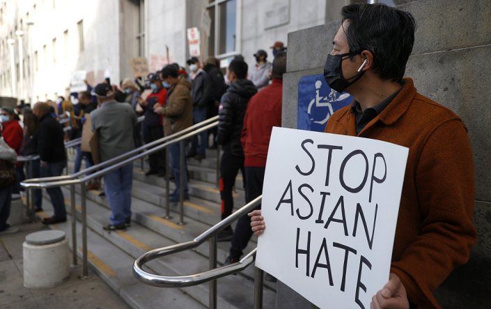 美国加州民众参加停止仇恨亚裔的集会。（资料图）
