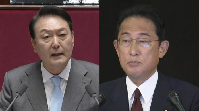 韩国总统尹锡悦与日本首相岸田文雄（日本电视台）