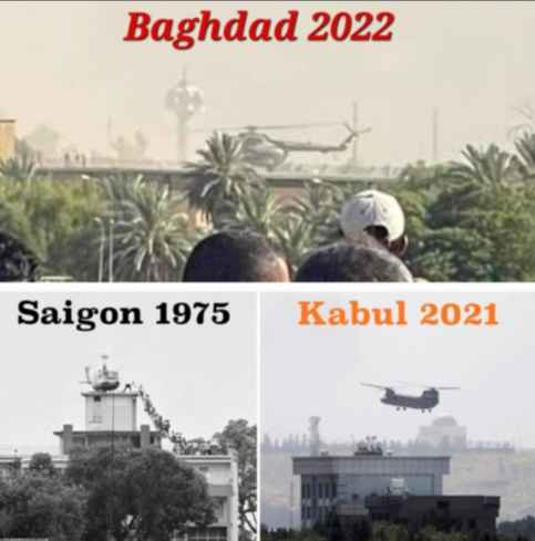 有网友配图，“巴格达时刻”与“西贡时刻”和“喀布尔时刻”同框