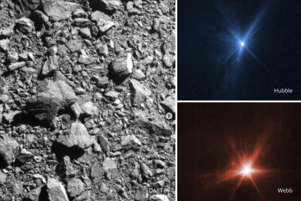 NASA公布航天器撞击小行星的三个不同视图