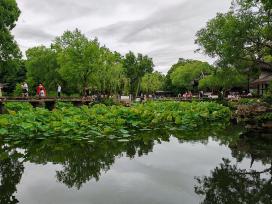 市民游客端午节打卡苏州园林