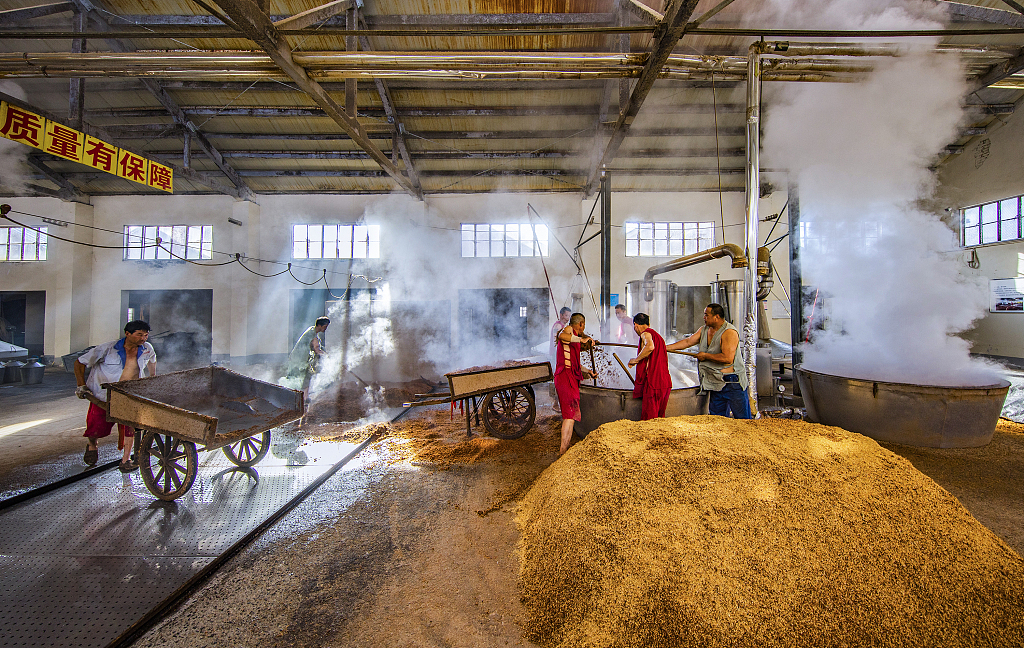 江苏泗洪：酒厂工人承袭古法酿酒