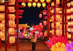 呼和浩特：临近元旦 花灯绚丽迎新年