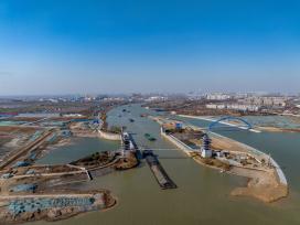 江苏淮安：大运河水上立交进入封闭施工阶段