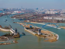 江苏淮安：大运河水上立交进入封闭施工阶段