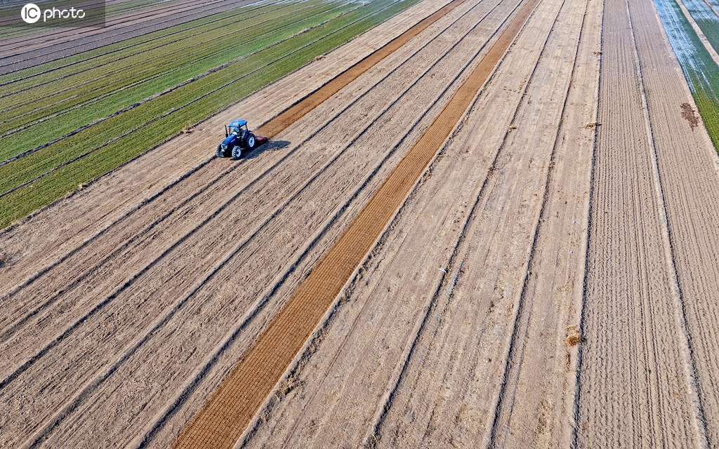 山西临汾：农民开展土地旋耕等整地作业