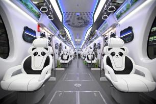 重庆：嘉宾参观熊猫主题跨座式单轨列车