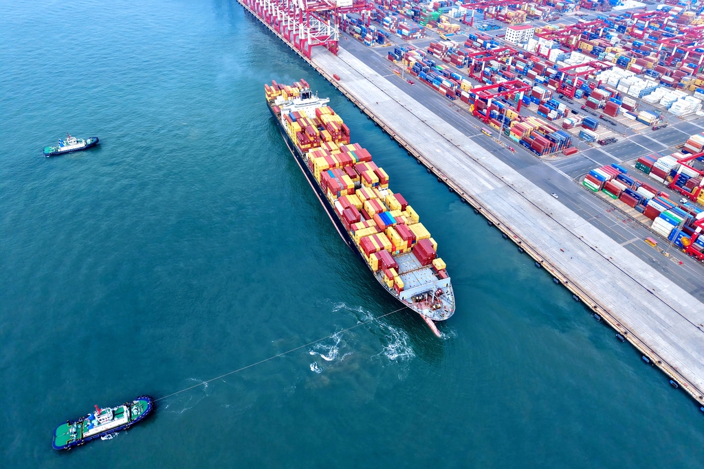 山东青岛：港口货运忙