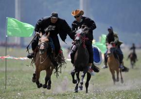 新疆巴州：那达慕盛会赛马飞驰