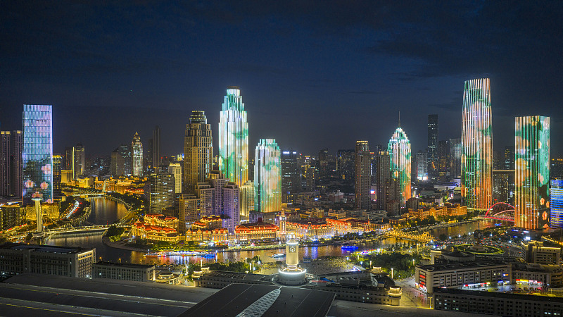 天津“海河之夜”灯光秀上新迎上合