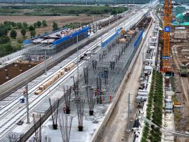 安徽蒙城：阜淮铁路蒙城站站房建设稳步推进