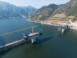 浙江杭州：鸠坑口大桥及接线工程有序推进​
