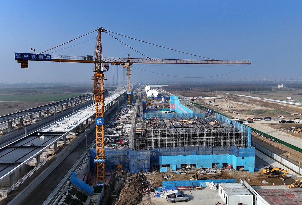 安徽亳州：阜淮铁路施工正酣