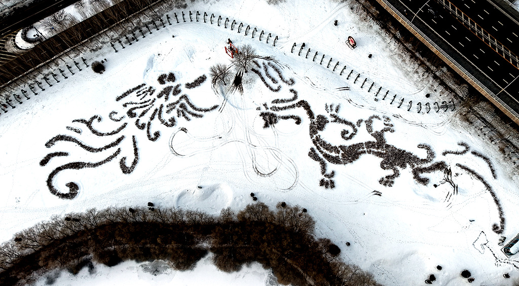 沈阳：“龙凤呈祥”创意景观亮相