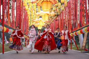 安徽合肥：小学生学民俗赏灯会 了解传统文化