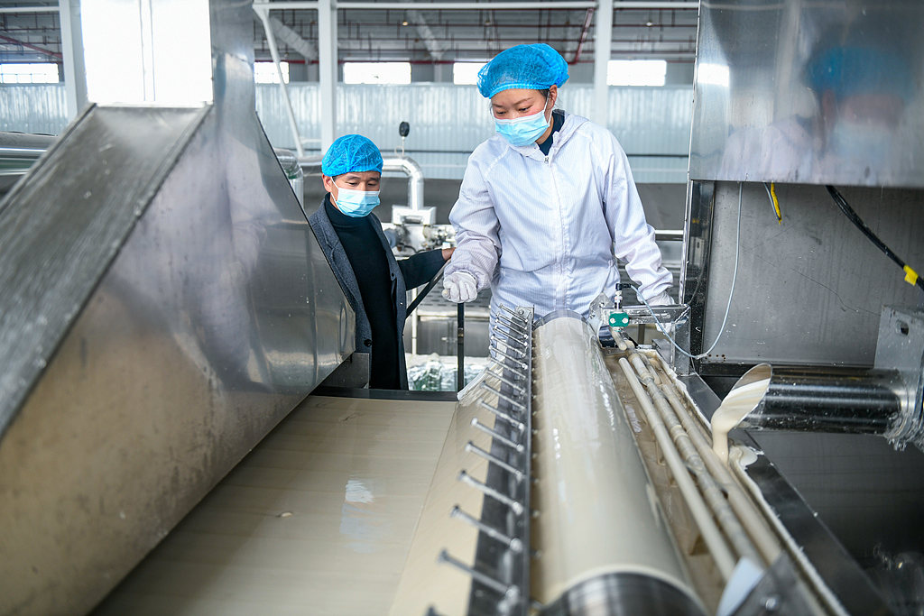 贵州安龙：工作人员加工粉条供应市场