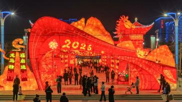 山西运城：民众赏花灯迎新春