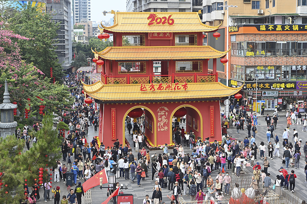 广州西湖花市开市迎客