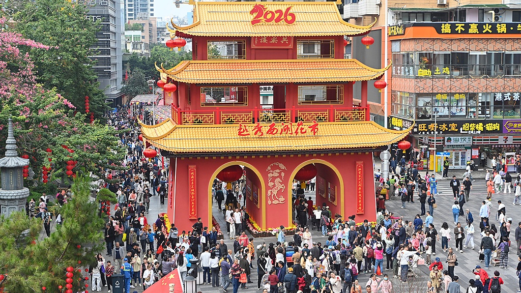 广州西湖花市开市迎客