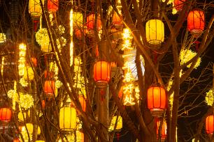 上海龙华寺新春灯饰如繁星洒落