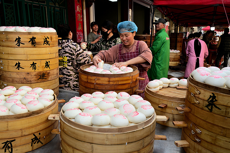 浙江金华：红印馒头迎新年