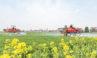 江苏南通：农民驾驶植保机管护麦田