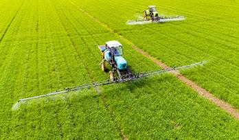 江苏南通：农民驾驶植保机管护麦田