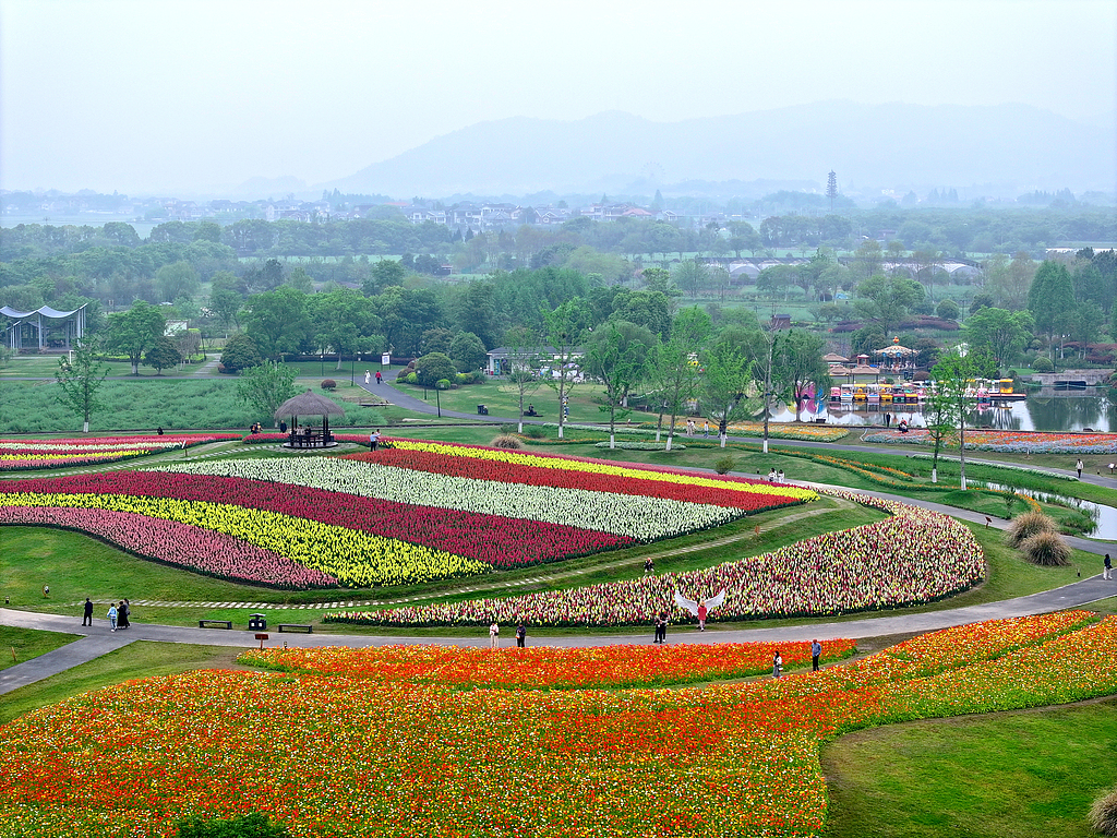 浙江杭州：径山花海春色如画