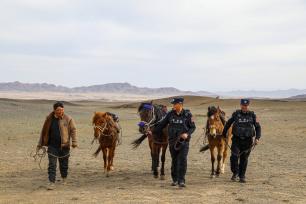 新疆阿勒泰：边境民警护航牧民春季转场