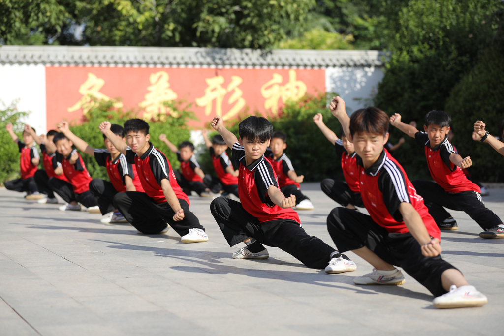 河南焦作：青少年习练太极拳度暑假
