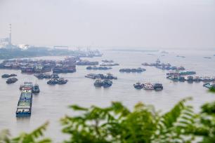 安徽芜湖：长江黄金水道运输忙